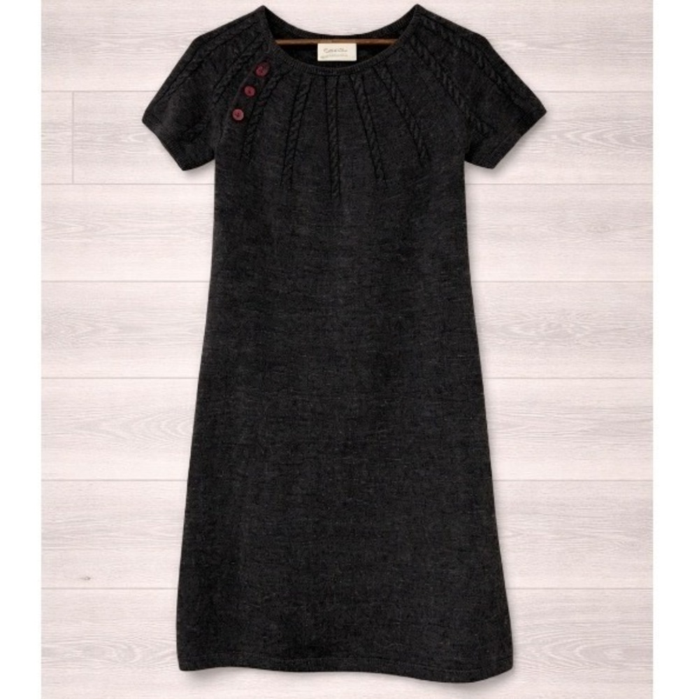 Calvin Klein Wool Sweater Dress Charcoal Grey Women's Sz Medium Cable Knit